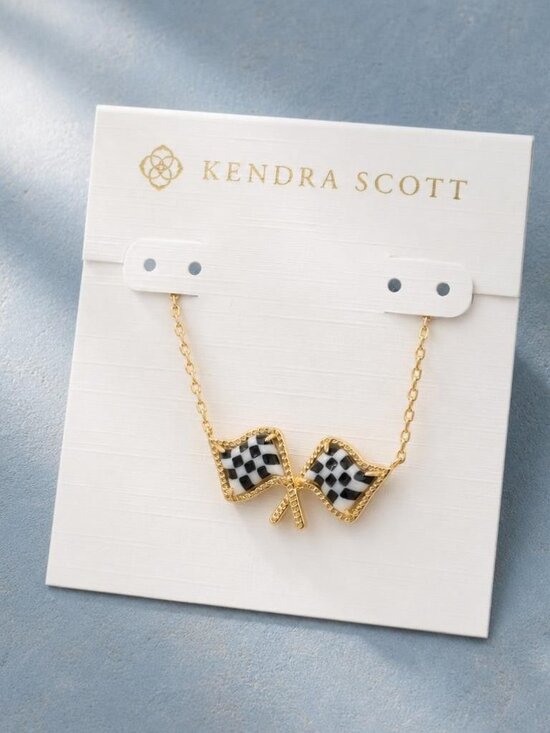 Kendra Scott Jewelry - Kendra Scott Checkered Flag Gold Pendant Necklace